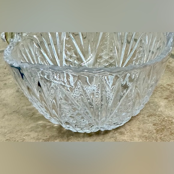 Crystal Candy Dish With Rope Gold Plated Handle - Picture 4 of 12